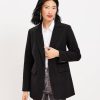 Clothing Loft | Brushed Herringbone Long Modern Blazer Black