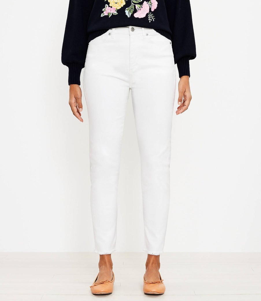 Clothing Loft | Tall Curvy High Rise Frayed Skinny Jeans In White