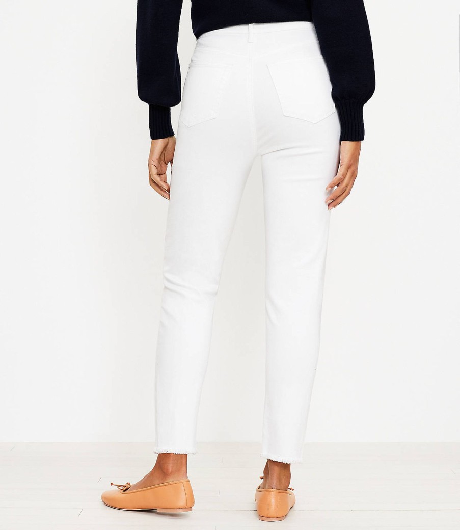 Clothing Loft | Tall Curvy High Rise Frayed Skinny Jeans In White