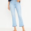 Clothing Loft | Let Down Hem High Rise Kick Crop Jeans In Vivid Light Indigo Wash