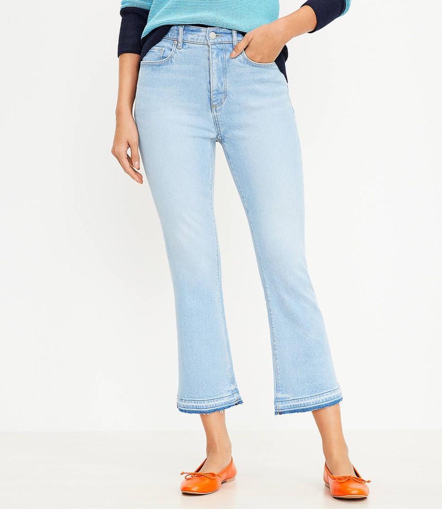 Clothing Loft | Let Down Hem High Rise Kick Crop Jeans In Vivid Light Indigo Wash