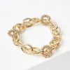 Accessories & Shoes Loft | Crystal Chain Link Stretch Bracelet Goldtone