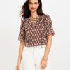 Clothing Loft | Foulard Ruffle Lace Up Top Magical Plum