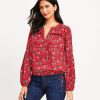 Clothing Loft | Garden Ruffle Yoke Tie Hem Blouse Tango Red