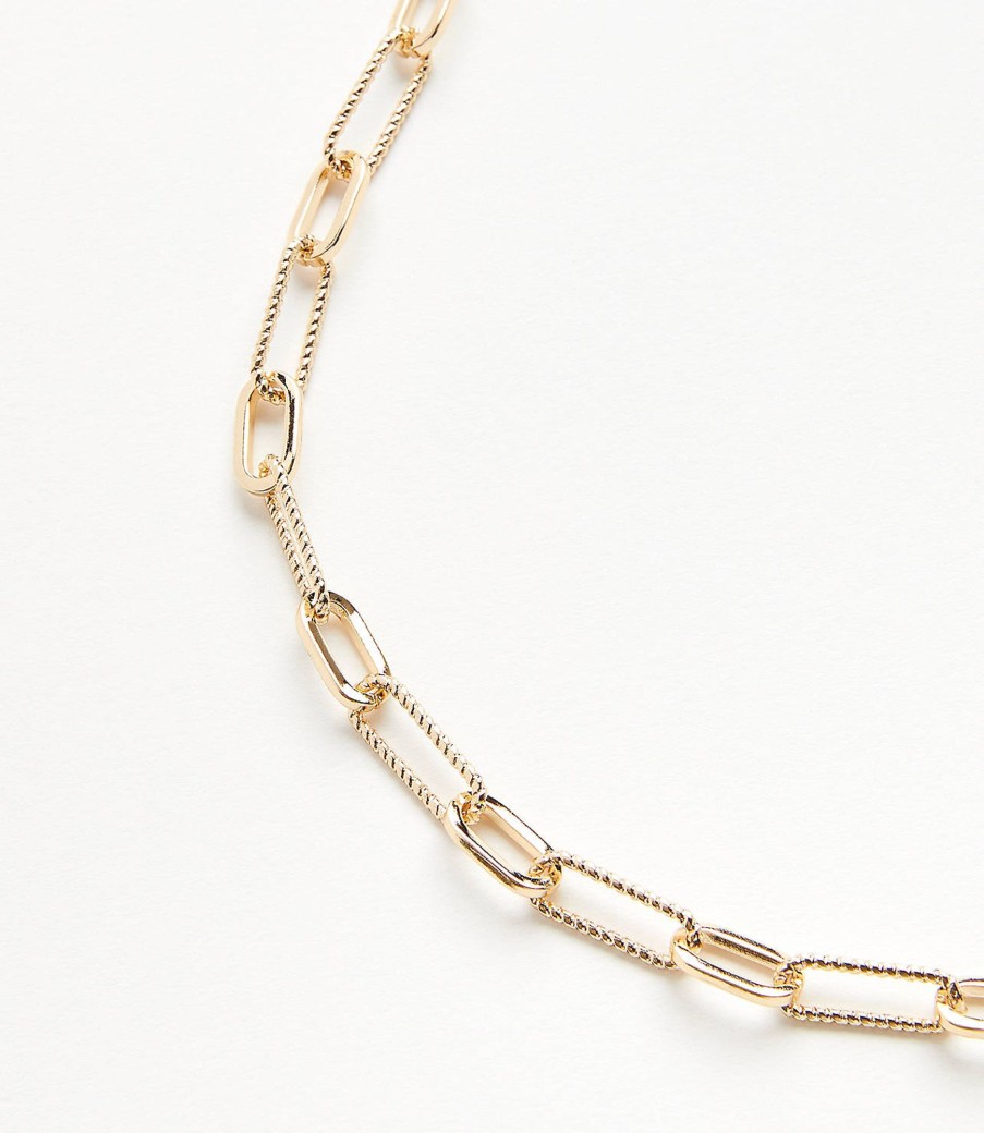 Accessories & Shoes Loft | Textured Chain Link Necklace Goldtone