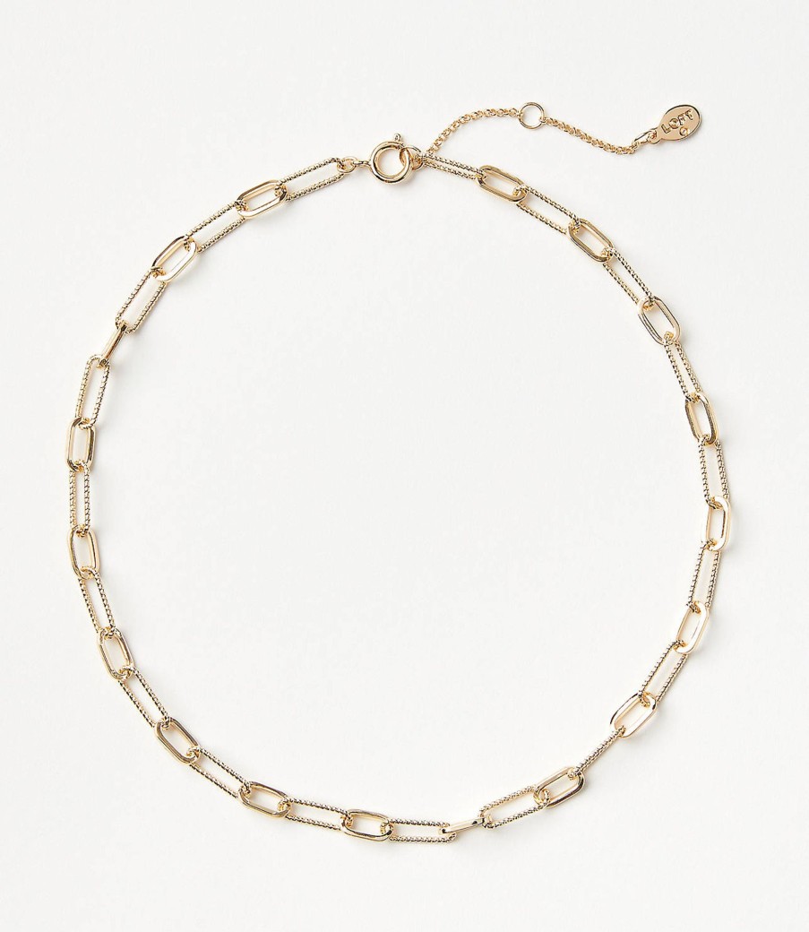 Accessories & Shoes Loft | Textured Chain Link Necklace Goldtone