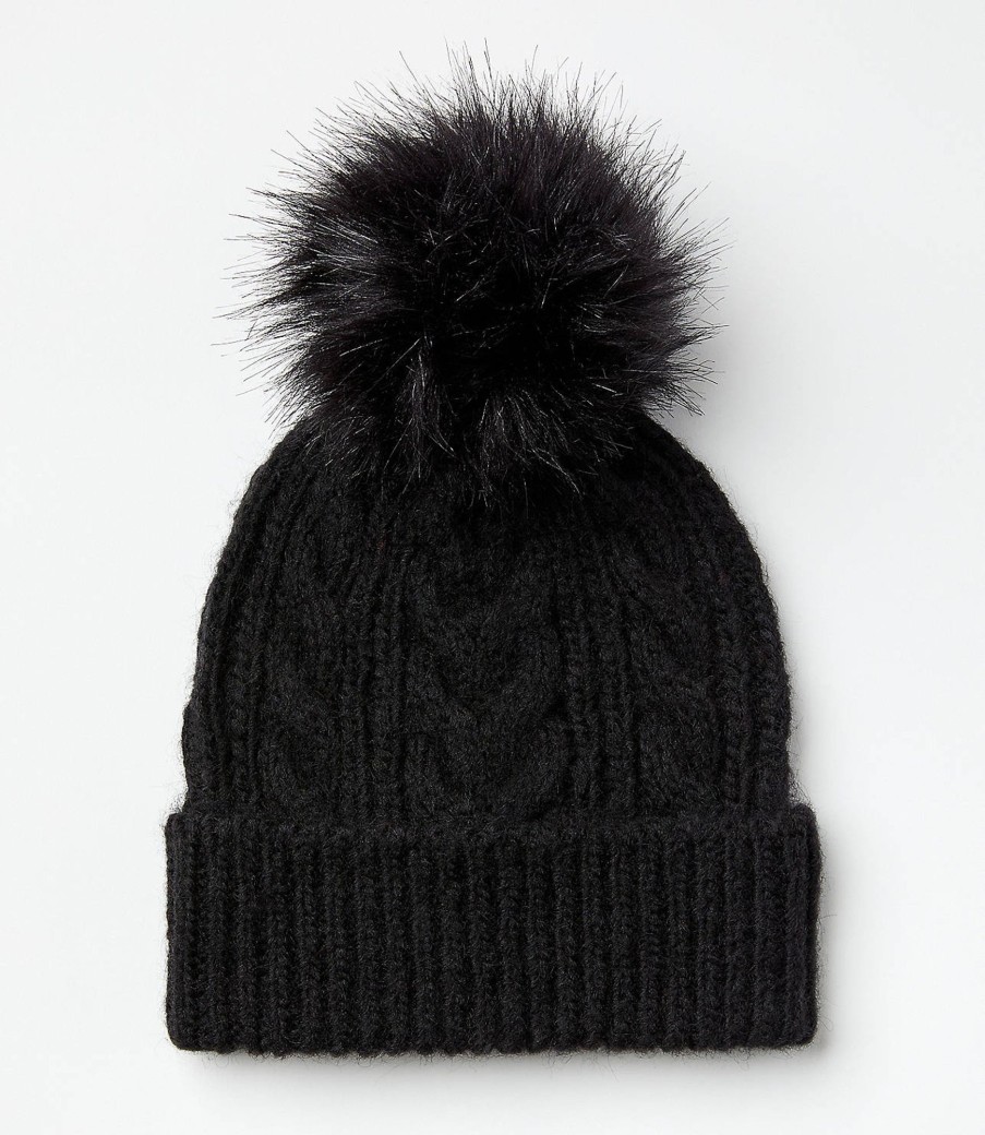 Accessories & Shoes Loft | Cable Pom Pom Beanie Black