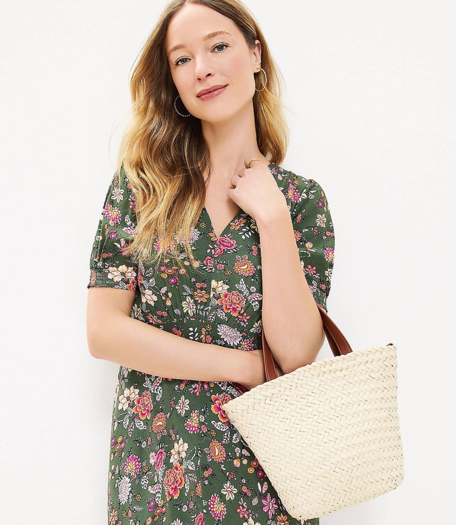 Clothing Loft | Country Garden Puff Sleeve V-Neck Dress Fresh Thyme