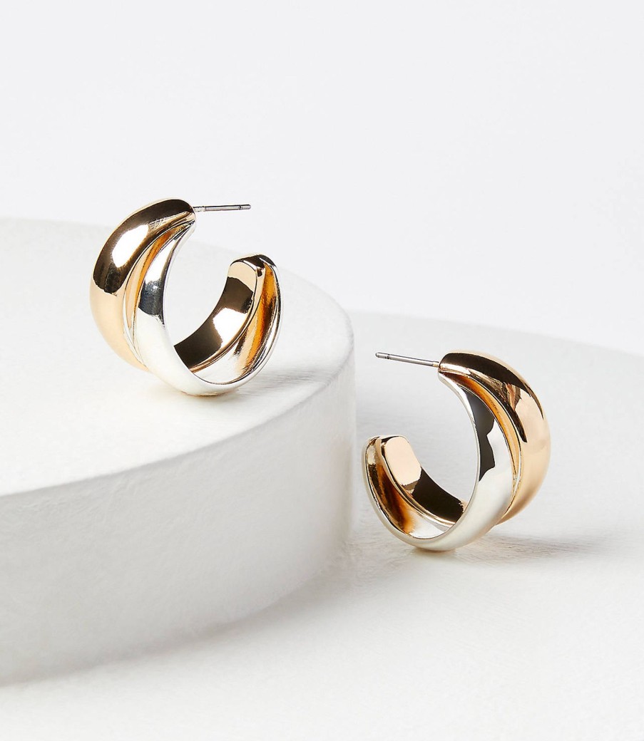 Accessories & Shoes Loft | Mixed Metal Chunky Hoop Earrings Gold / Silver