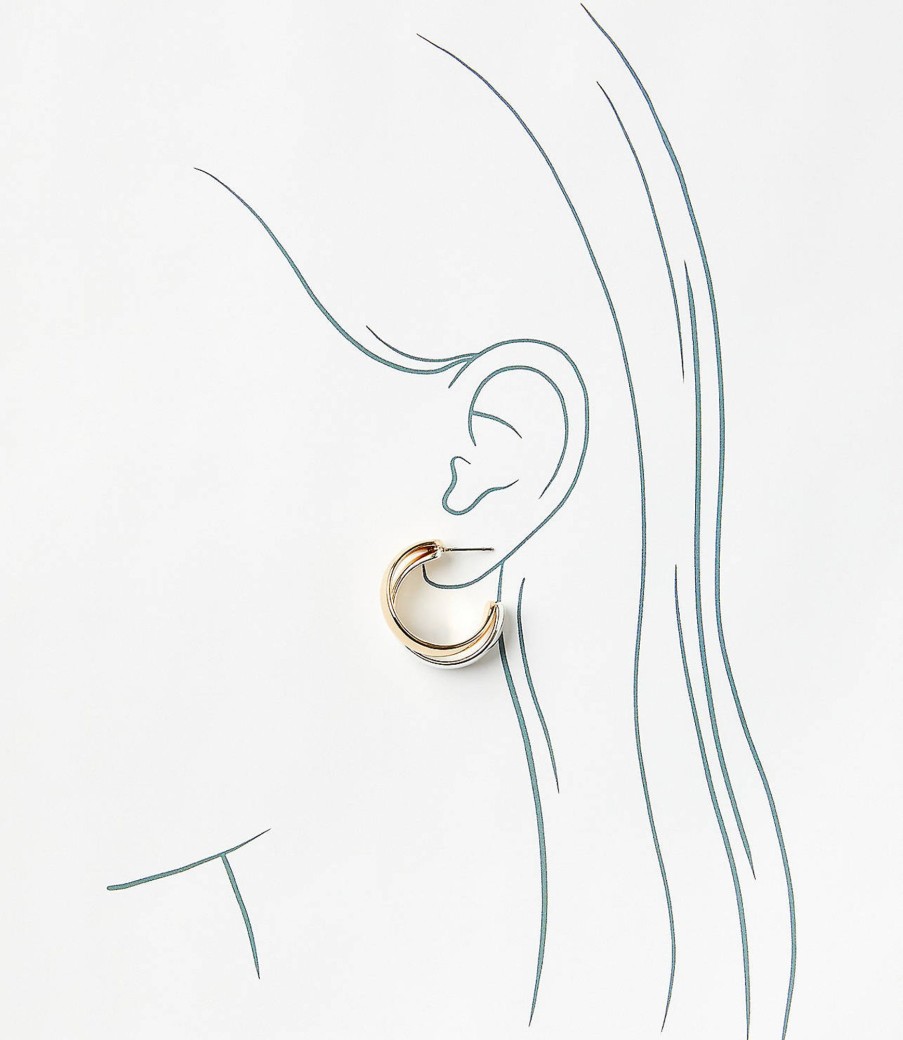 Accessories & Shoes Loft | Mixed Metal Chunky Hoop Earrings Gold / Silver