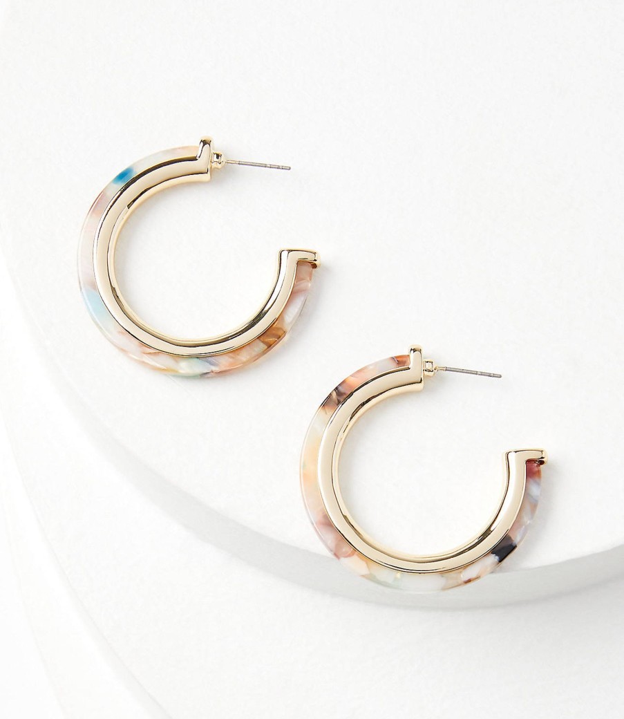 Accessories & Shoes Loft | Tortoiseshell Print Hoop Earrings Pink Multi