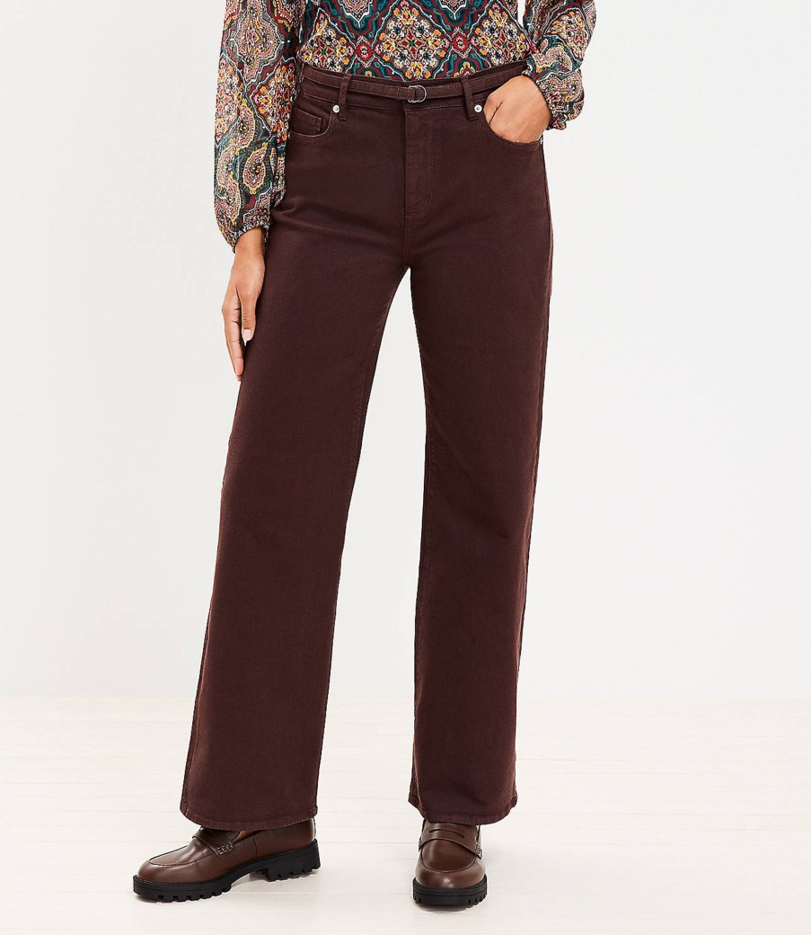 Clothing Loft | Belted High Rise Wide Leg Jeans In Iced Espresso