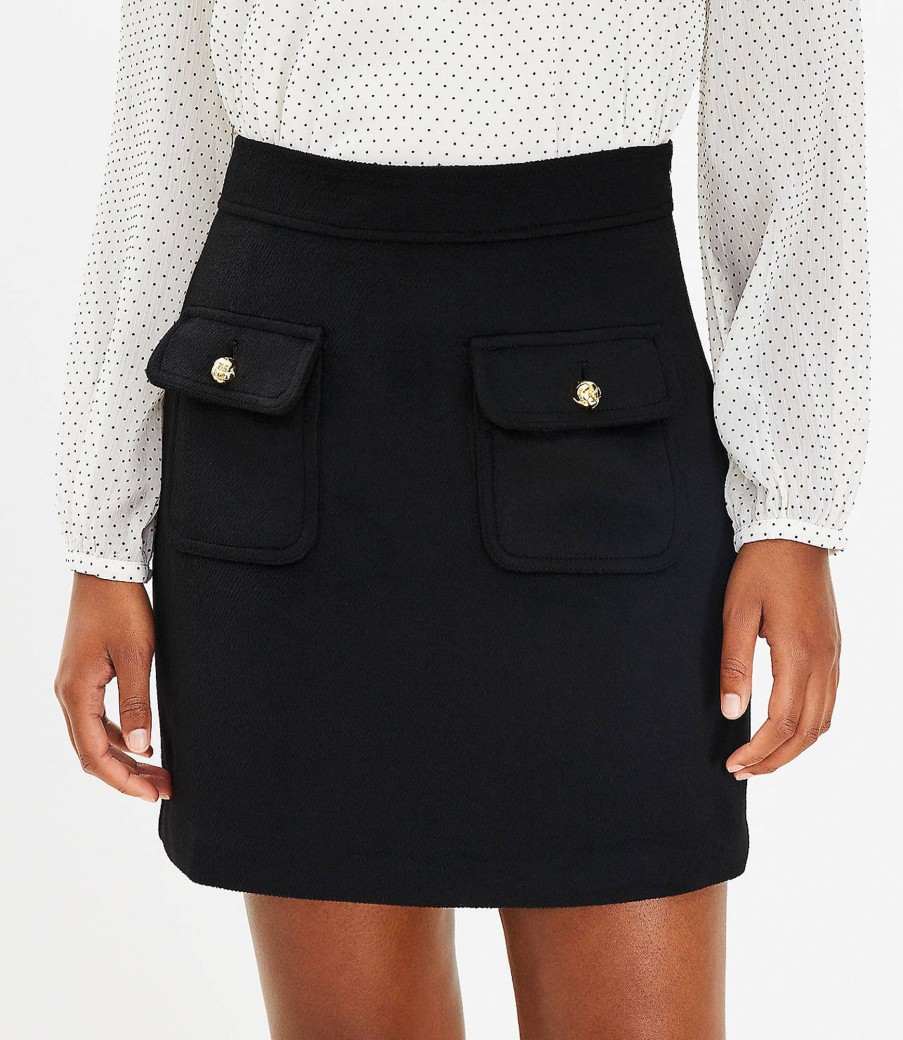 Clothing Loft | Button Pocket Shift Skirt Black