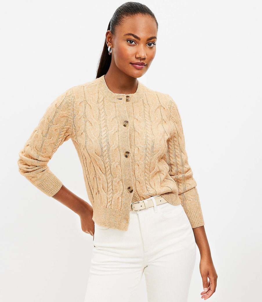 Clothing Loft | Cable Cardigan Camel Heather