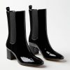 Accessories & Shoes Loft | Patent Mid Block Heel Chelsea Boots Black