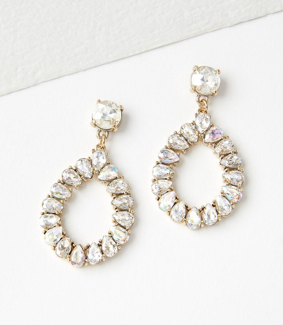 Accessories & Shoes Loft | Crystal Statement Drop Earrings Goldtone