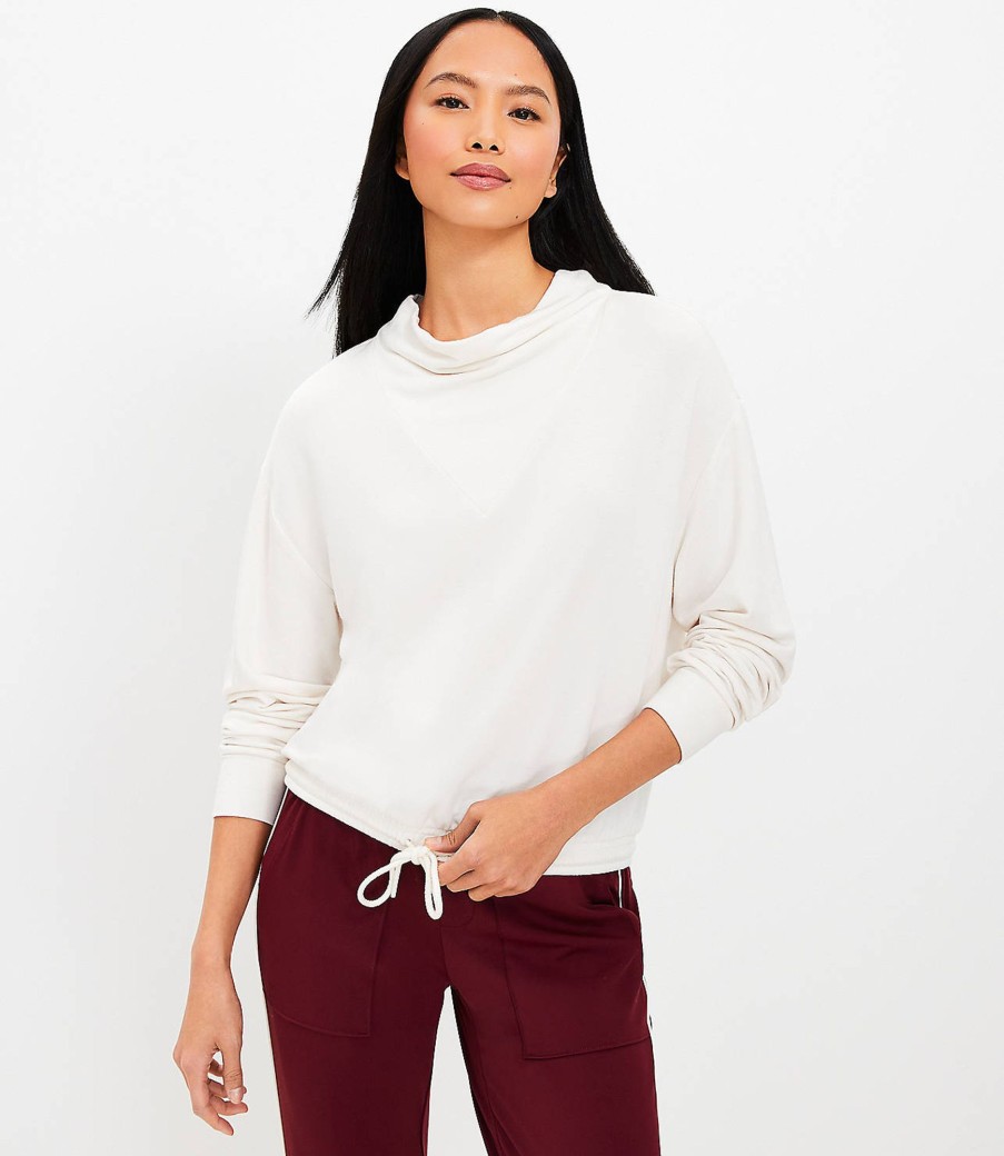 Clothing Loft | Lou & Grey Funnel Neck Signaturesoft Drawstring Top Whisper White