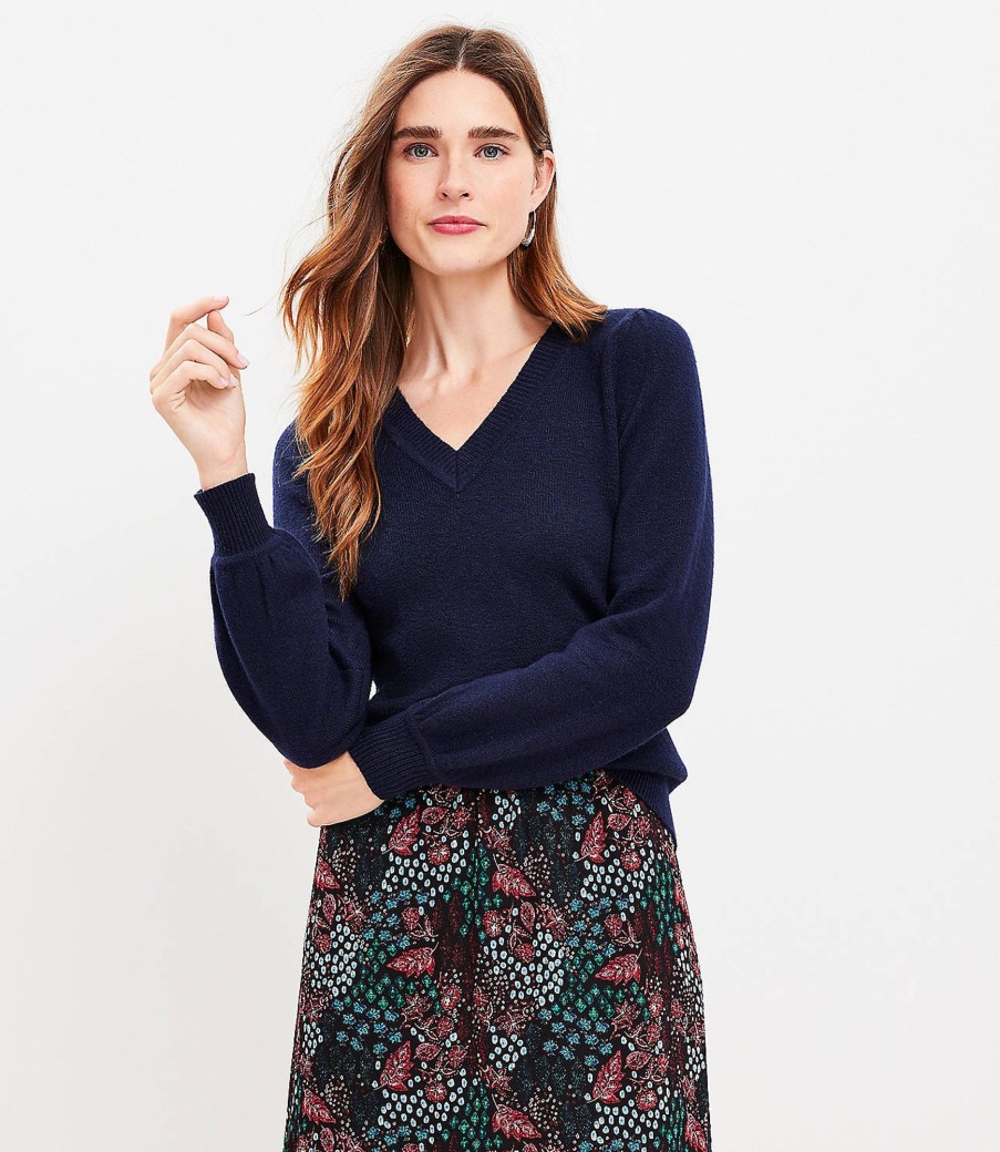 Clothing Loft | Relaxed V-Neck Sweater Deep Space Blue