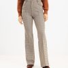 Clothing Loft | Curvy Five Pocket Flare Pants In Plaid Bi-Stretch Warm Stone