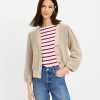 Clothing Loft | Ribbed Pleated Shoulder V-Neck Cardigan Sandy Cove