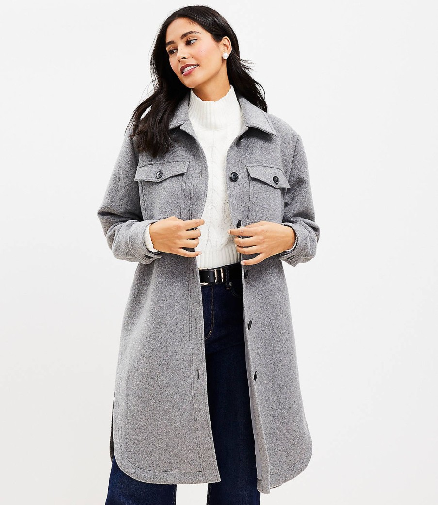 Clothing Loft | Long Shirt Jacket Grey Multi