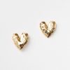 Accessories & Shoes Loft | Textured Heart Stud Earrings Goldtone