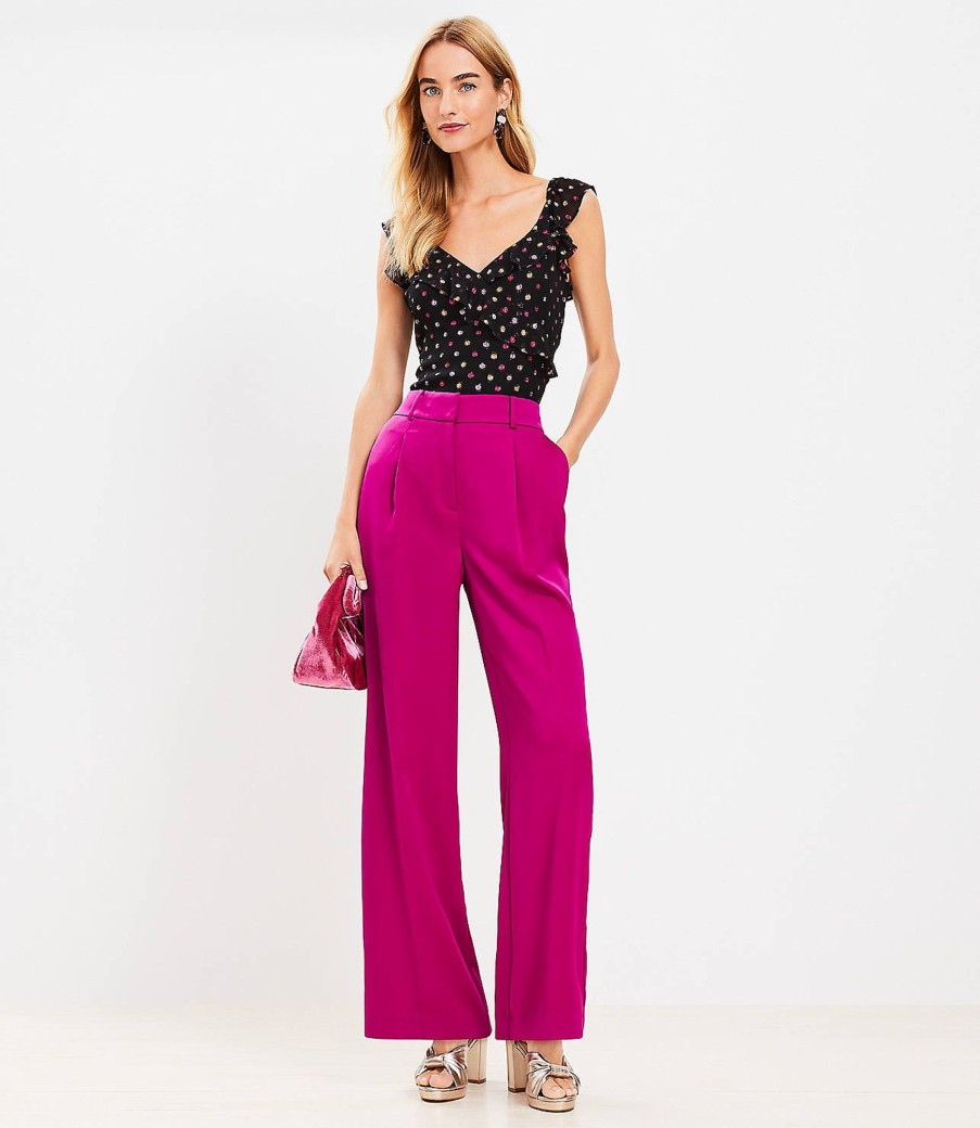 Clothing Loft | Peyton Trouser Pants In Satin Violet Orchid