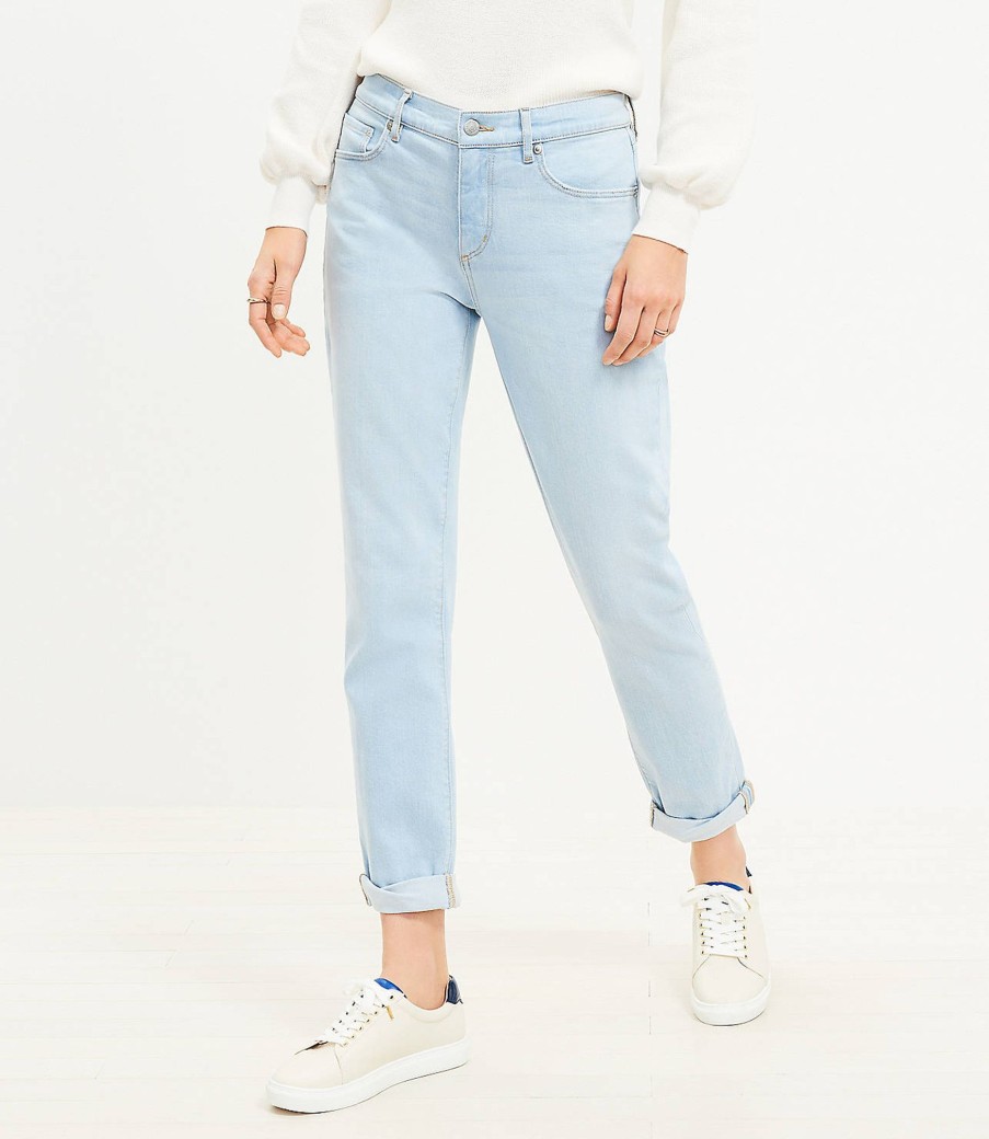 Clothing Loft | Curvy Destructed Girlfriend Jeans In Original Light Indigo Wash