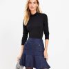 Clothing Loft | Sequin Tweed Button Pocket Flounce Skirt Midnight Multi