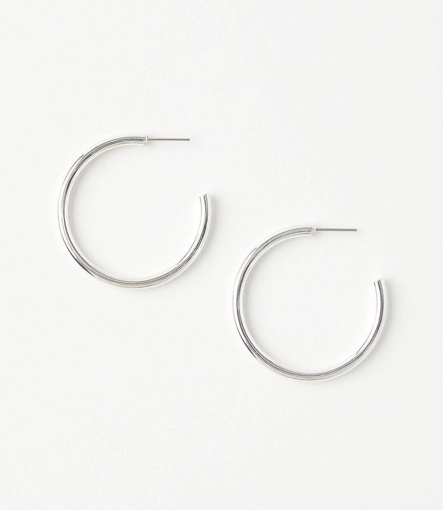 Accessories & Shoes Loft | Modern Hoop Earrings Soft Silver