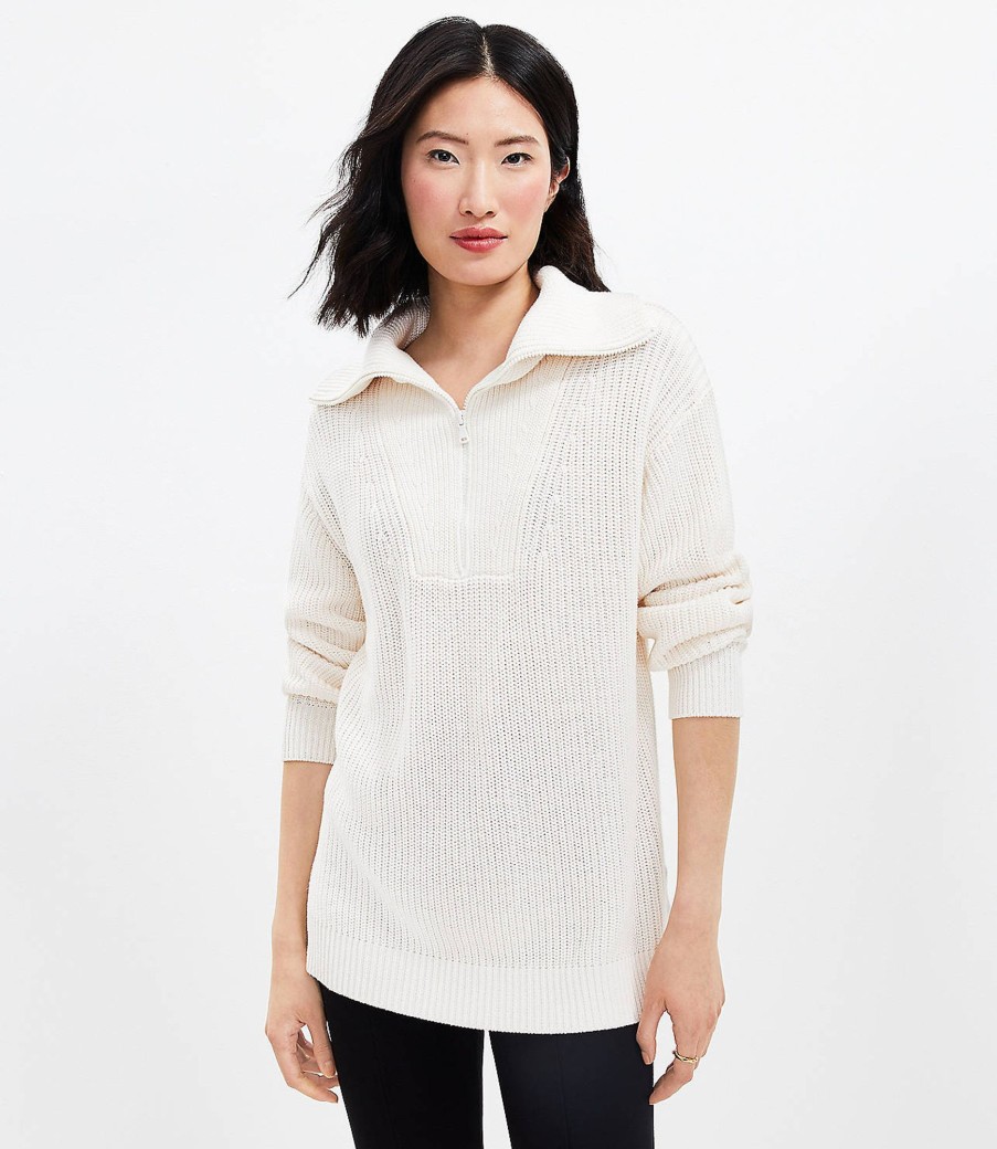 Clothing Loft | Lou & Grey Ribbed Half Zip Sweater Whisper White