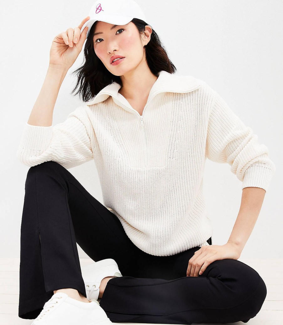 Clothing Loft | Lou & Grey Ribbed Half Zip Sweater Whisper White