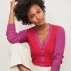 Clothing Loft | Colorblock Ribbed V-Neck Cardigan Barberry Red