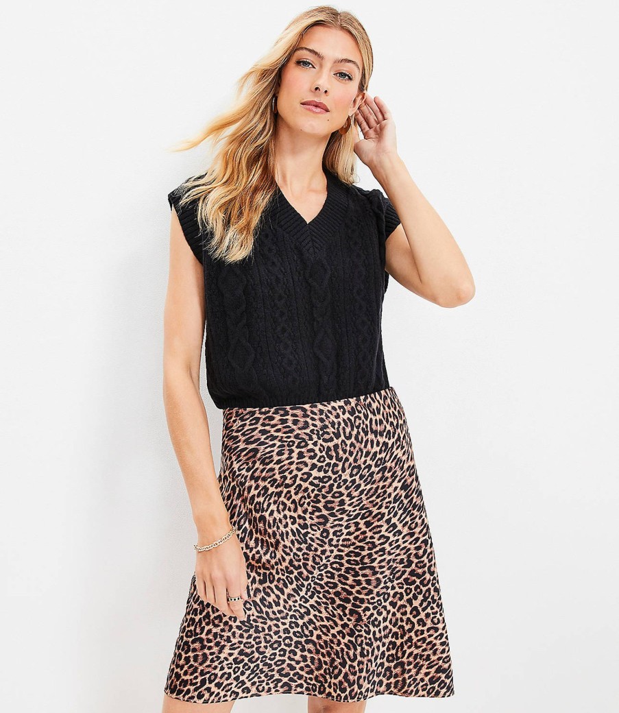 Clothing Loft | Leopard Print Bias Skirt Light Brown Sugar