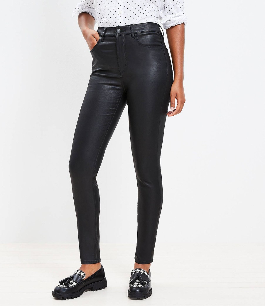 Clothing Loft | Coated High Rise Skinny Jeans In Black