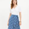 Clothing Loft | Floral Ruffle Wrap Skirt Cobalt Current