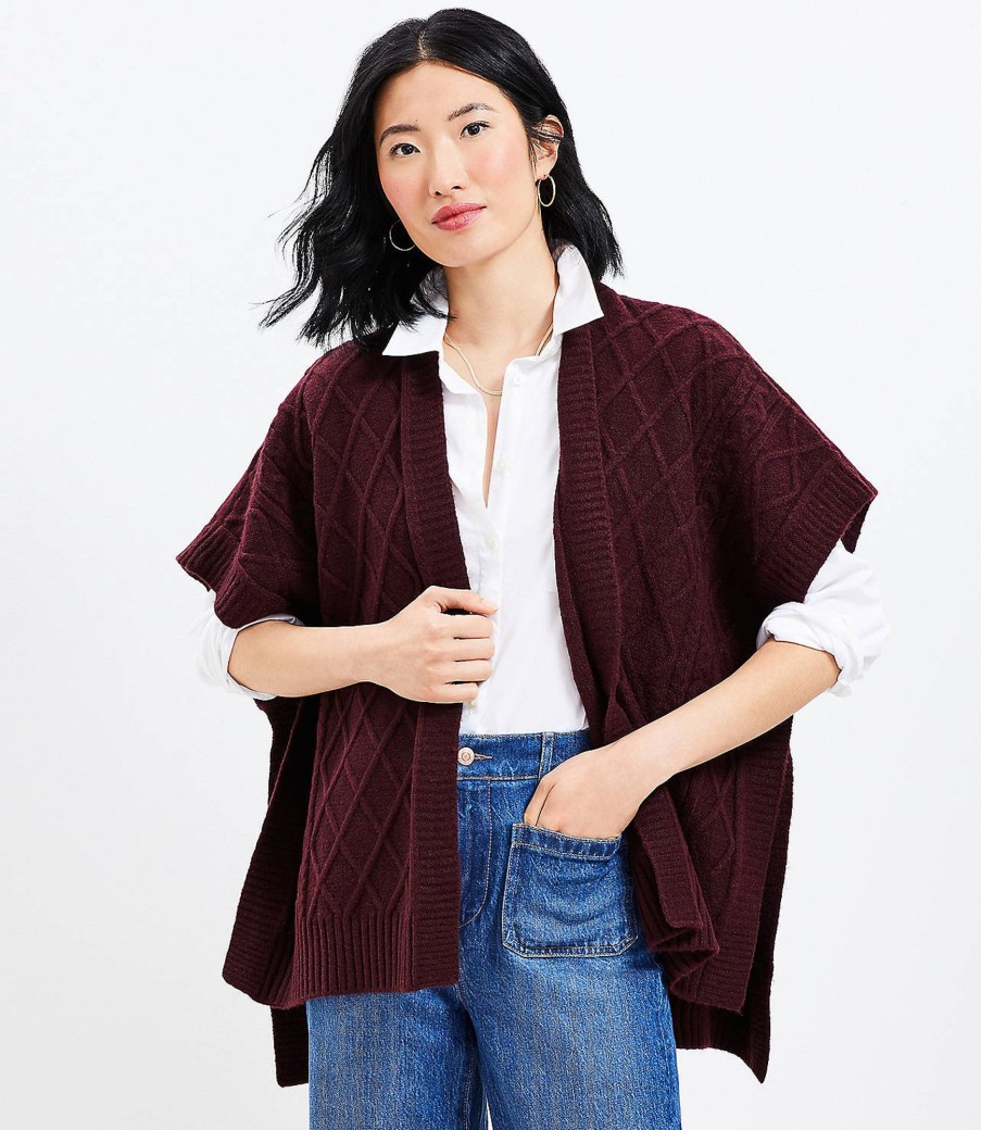 Clothing Loft | Mixed Stitch Wrap Plum Raisin