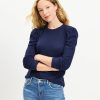 Clothing Loft | Brushed Waffle Puff Sleeve Top Deep Space Blue