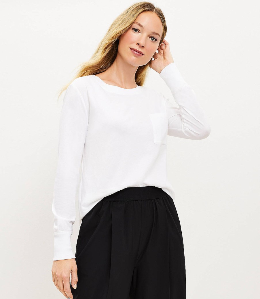 Clothing Loft | Lou & Grey Long Sleeve Pocket Tee White