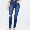 Clothing Loft | Ankle Slit Fresh Cut High Rise Skinny Jeans In Dark Vintage Wash