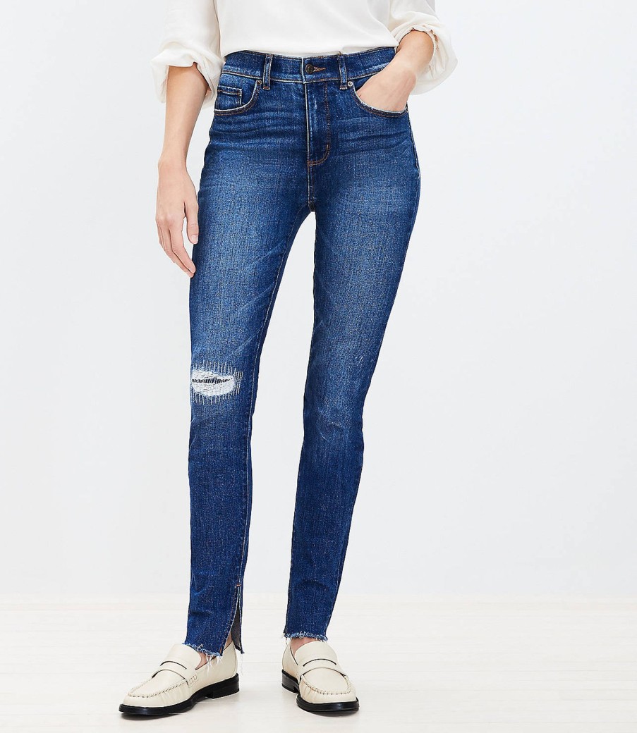 Clothing Loft | Ankle Slit Fresh Cut High Rise Skinny Jeans In Dark Vintage Wash