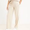 Clothing Loft | Lou & Grey Side Stripe Pintucked Fluffy Fleece Wide Leg Pants Ecru Melange