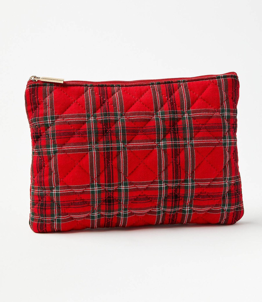 Accessories & Shoes Loft | Plaid Pouch Tango Red