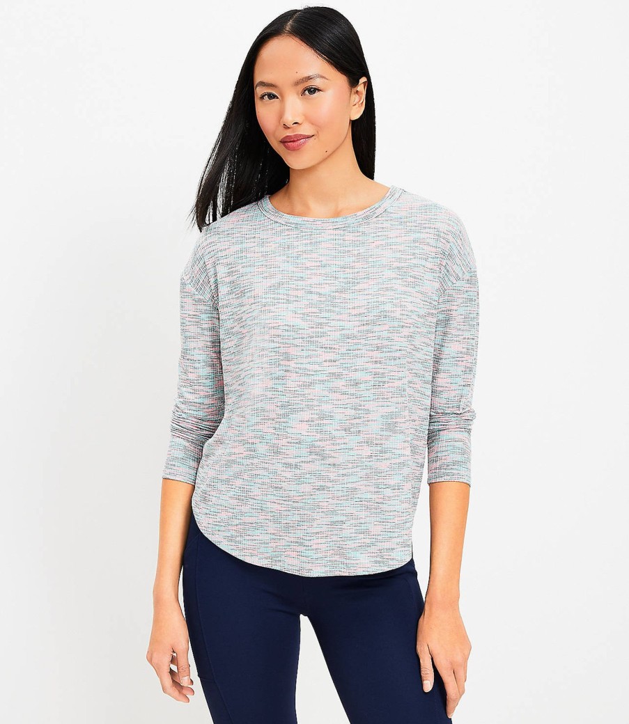 Clothing Loft | Lou & Grey Marled Ribbed Shirttail Top Multi