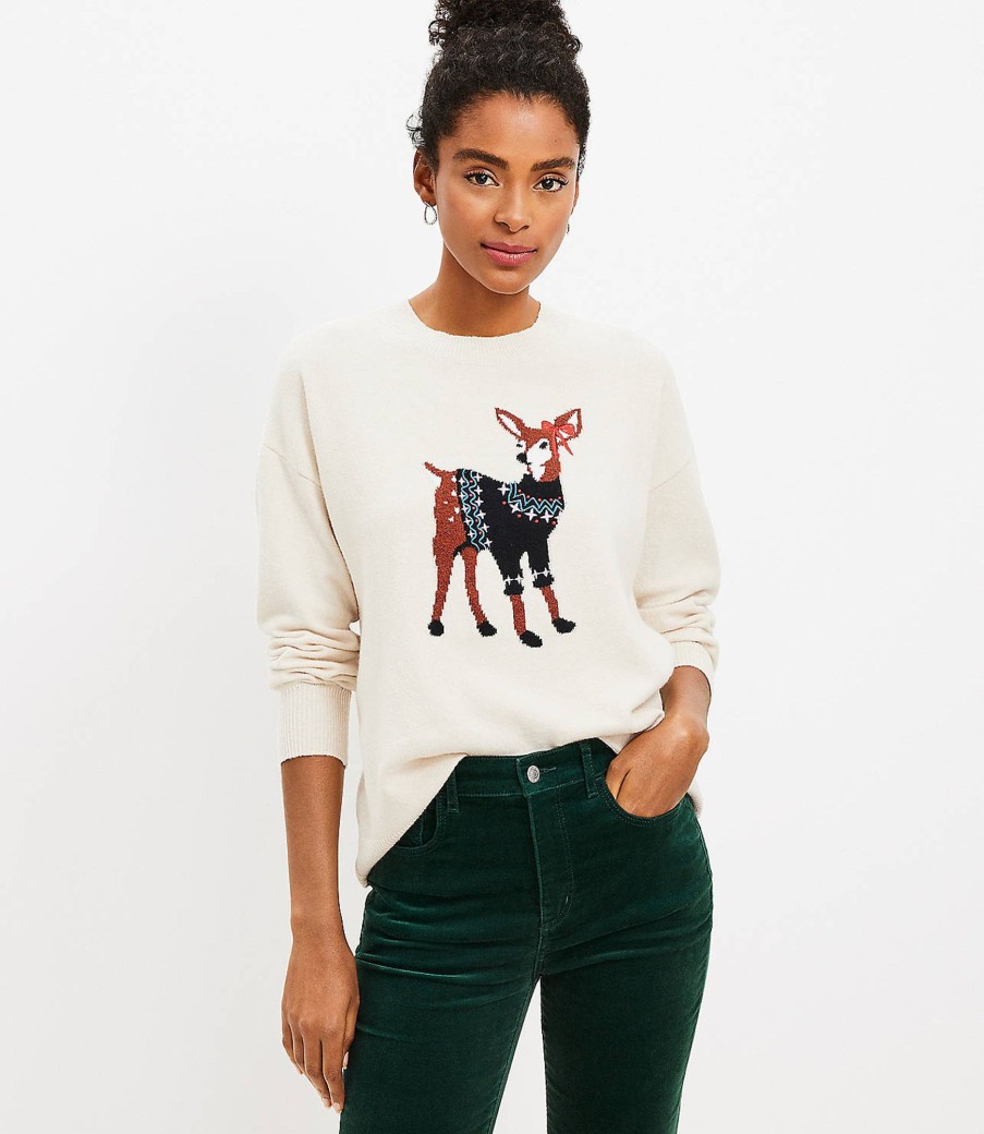 Clothing Loft | Holiday Deer Everyday Sweater Deep Plum Heather