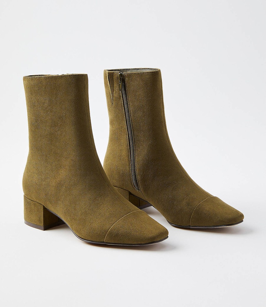 Accessories & Shoes Loft | Cap Toe Booties Olive