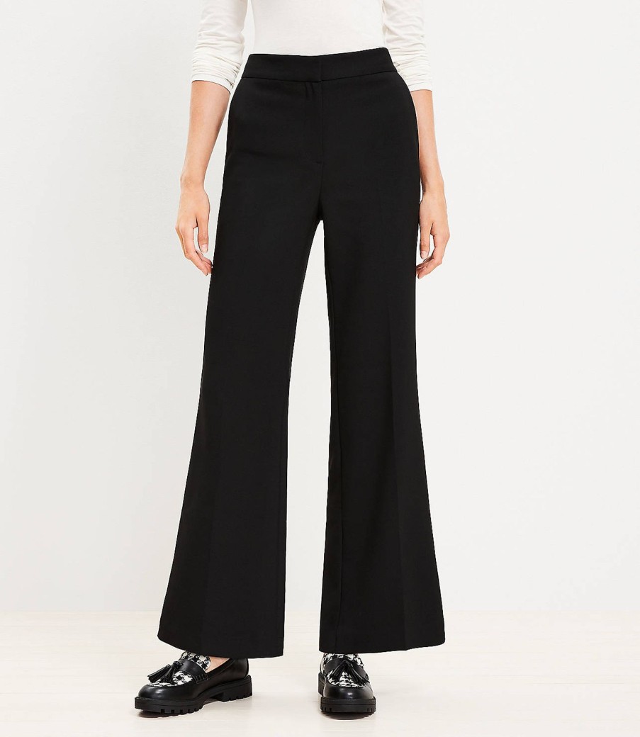 Clothing Loft | Curvy Wide Leg Trousers In Doubleface Black