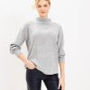 Clothing Loft | Heathered Ribbed Yoke Cozy Mock Neck Top Pebble Grey Heather