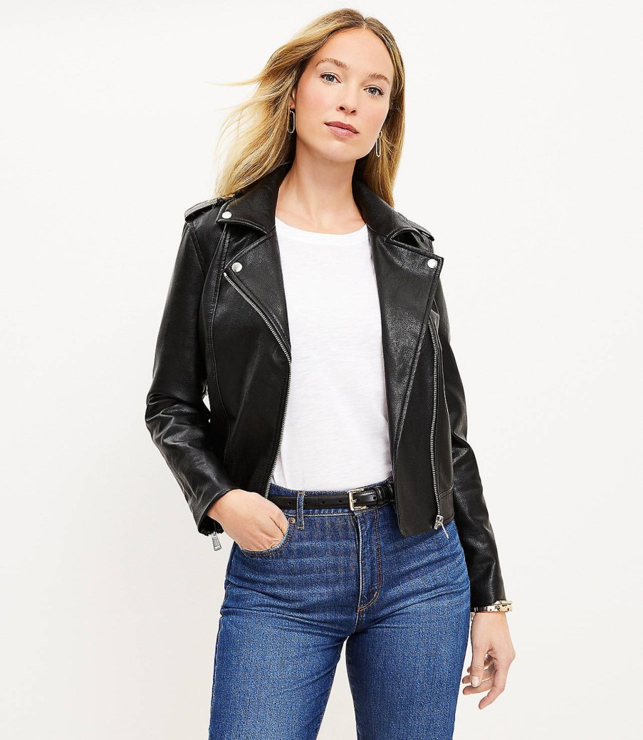 Clothing Loft | Pebbled Faux Leather Moto Jacket Black