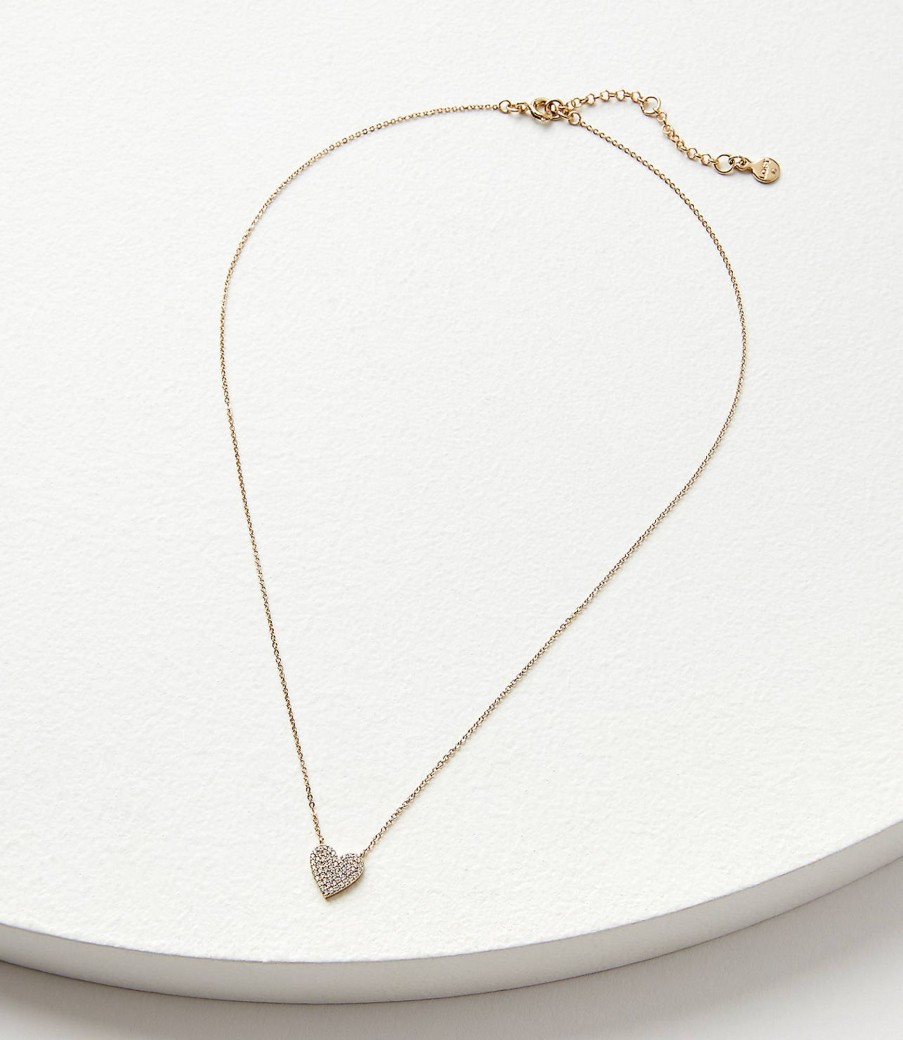 Accessories & Shoes Loft | Demi Fine Sparkle Heart Necklace Gold